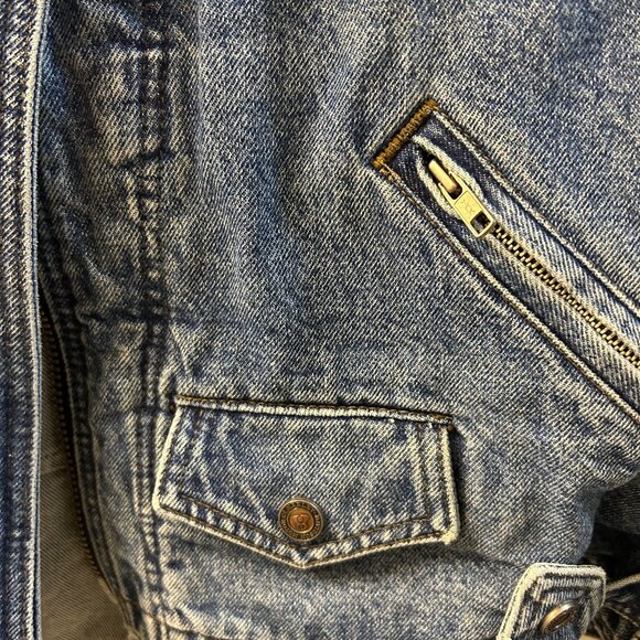 Men's Made in USA; Harley Davidson “Biker Blues” Jean Bomber Jacket- Size 2 XL - Picture 12 of 16